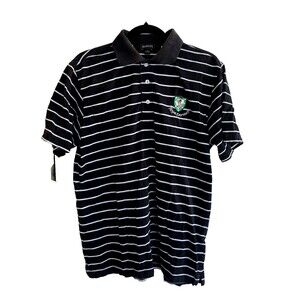 Murray Golf Medium Black Striped Royal Dornoch Golf Club Golf Polo 100% Cotton